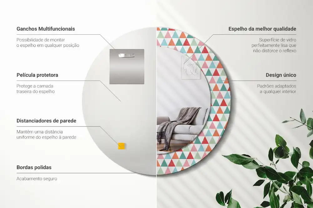 Geometrikus mintás kerek fali dísztükör