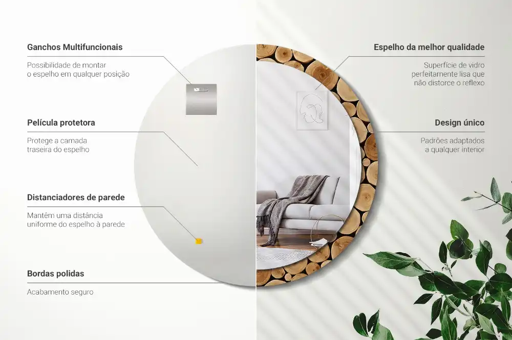 Kerek fali tükör falap díszítéssel