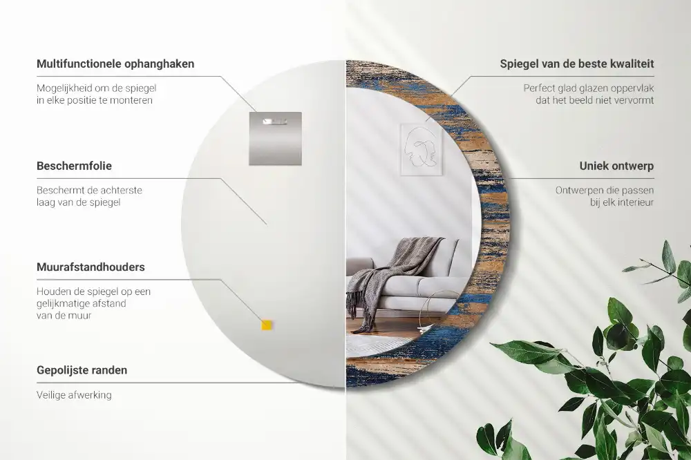 Absztrakt fa mintás kerek fali tükör