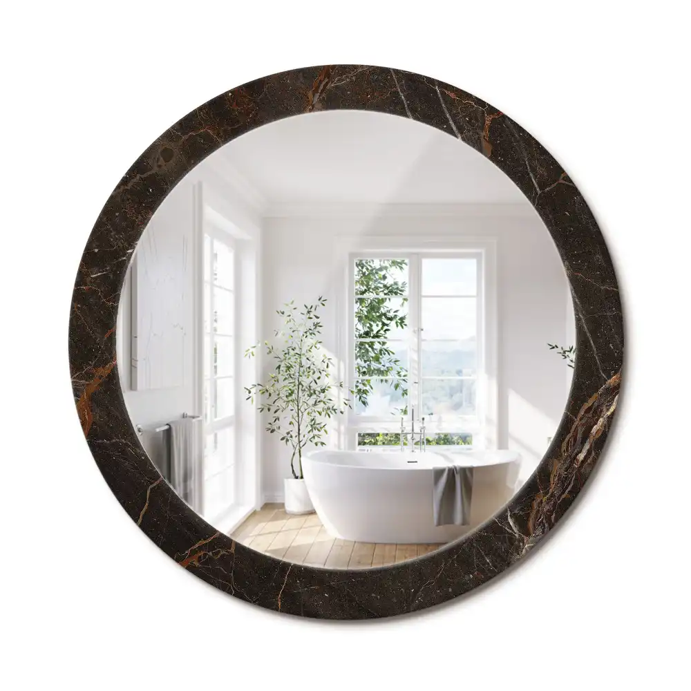Kerek tükör barna márvány mintás kerettel