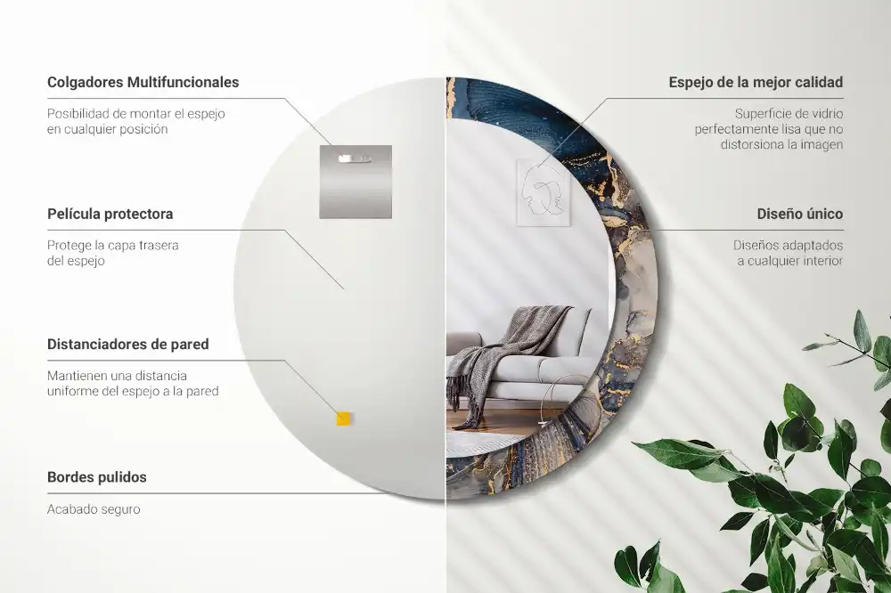 Kerek tükör absztrakt festett mintás kerettel