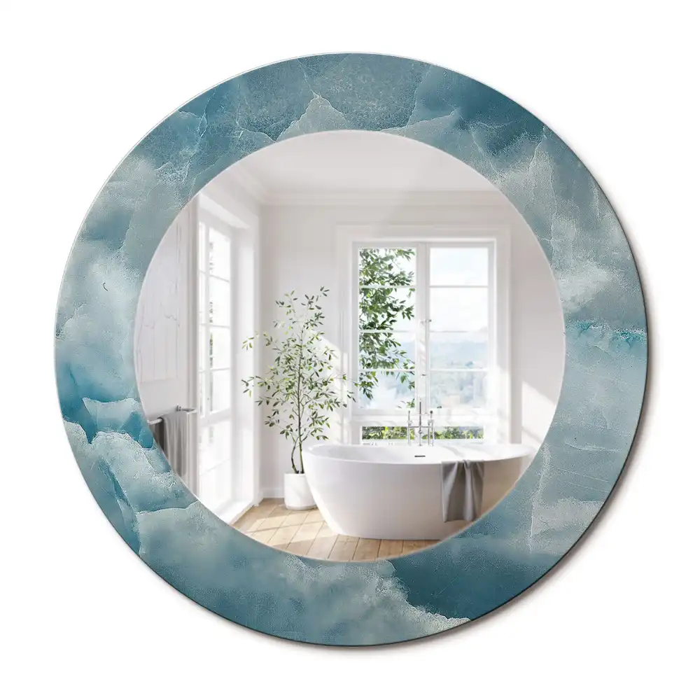 Kék ónix márvány díszítésű kerek tükör