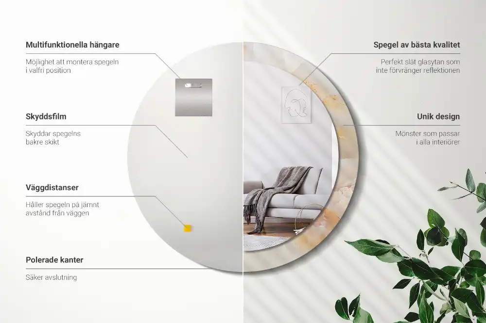 Kerek tükör ónix márvány mintás kerettel