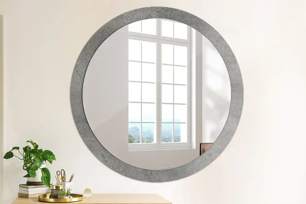 Beton textúrájú kerek falidísz tükör
