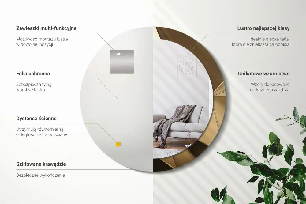 kerek tükör modern absztrakció mintás kerettel