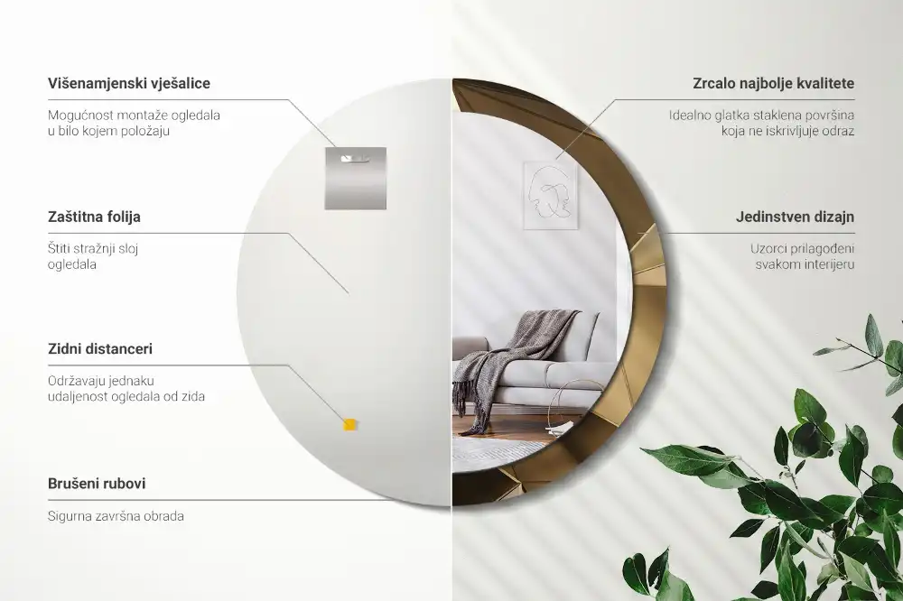 kerek tükör modern absztrakció mintás kerettel