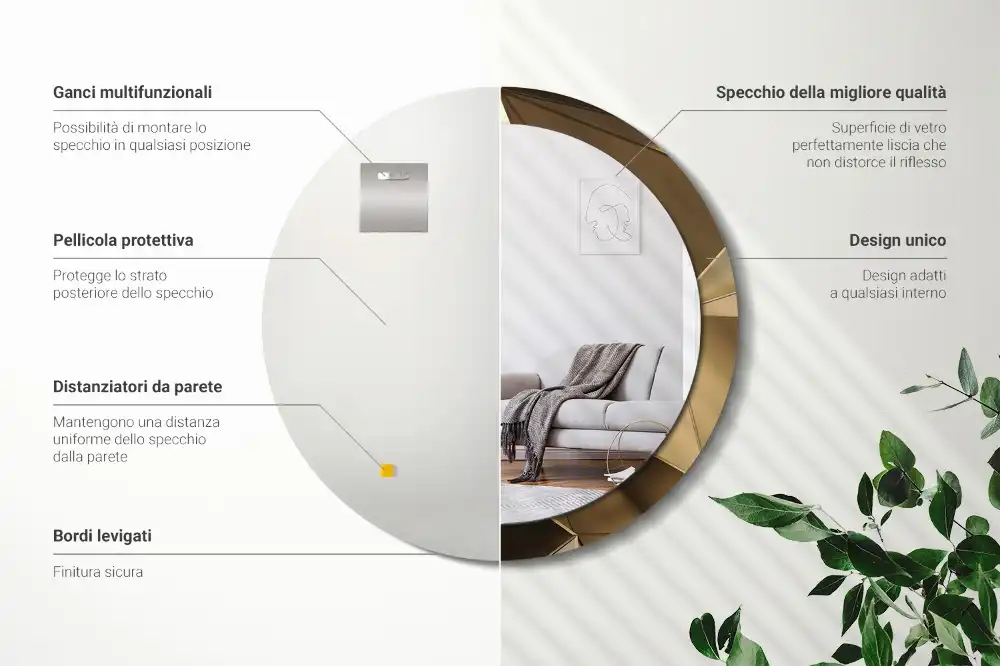 kerek tükör modern absztrakció mintás kerettel