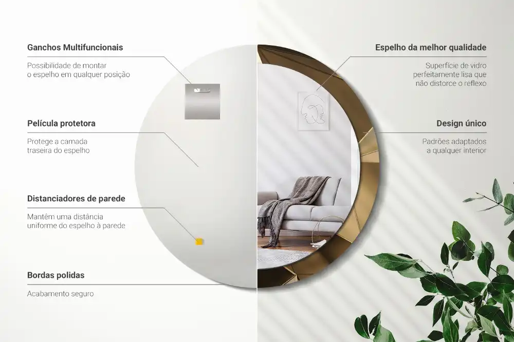 kerek tükör modern absztrakció mintás kerettel