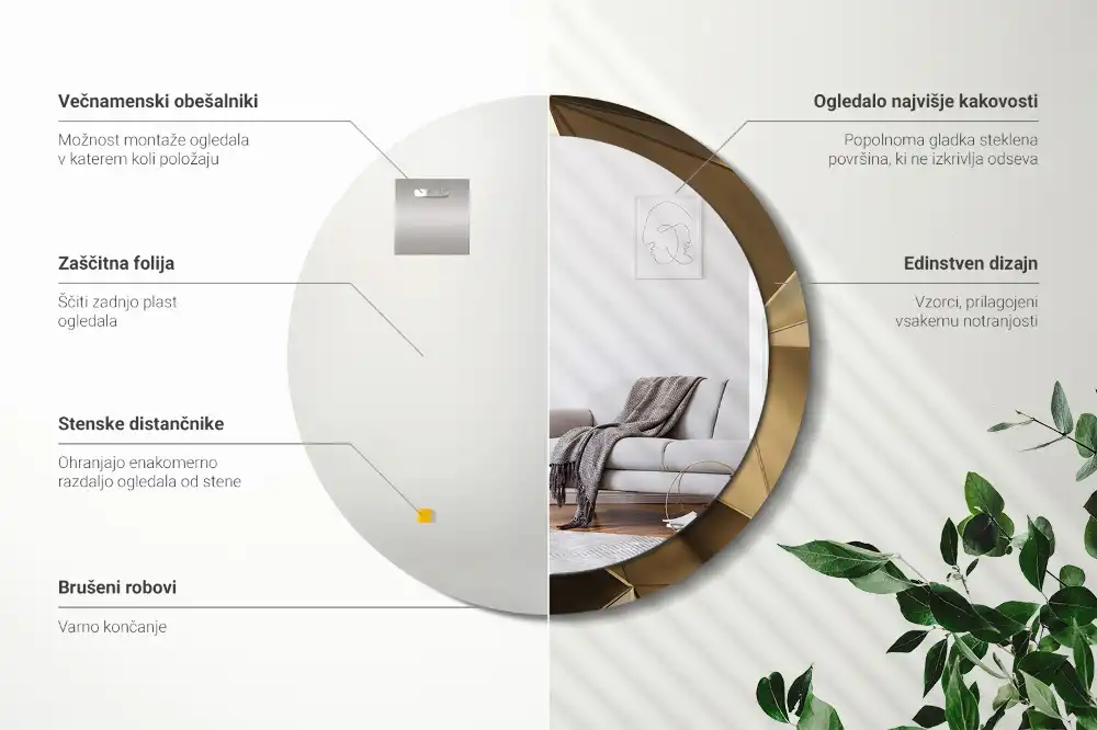 kerek tükör modern absztrakció mintás kerettel