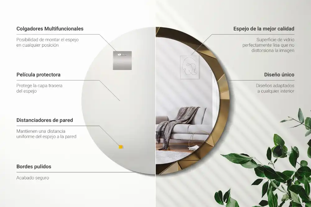 kerek tükör modern absztrakció mintás kerettel