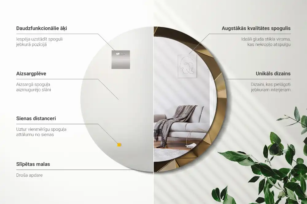 kerek tükör modern absztrakció mintás kerettel