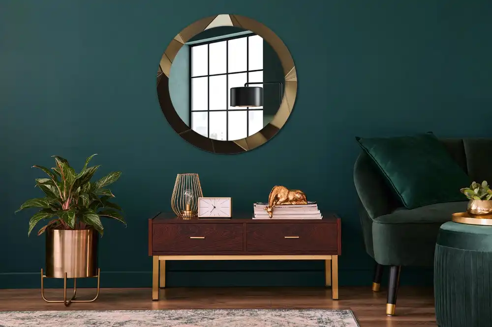 kerek tükör modern absztrakció mintás kerettel