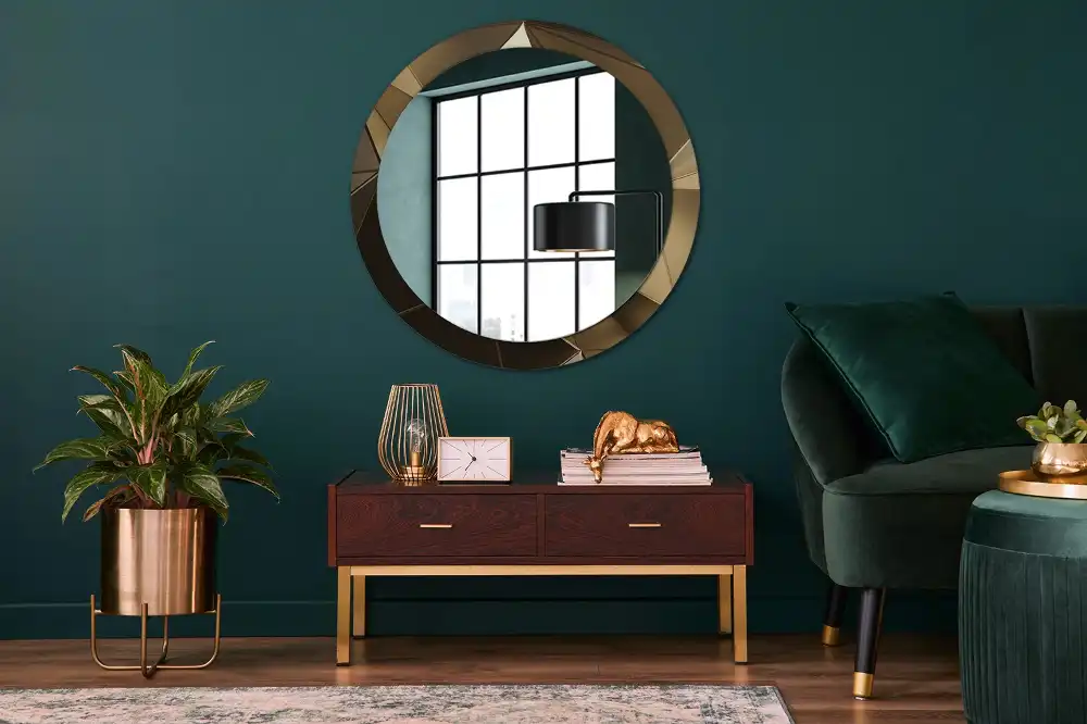kerek tükör modern absztrakció mintás kerettel