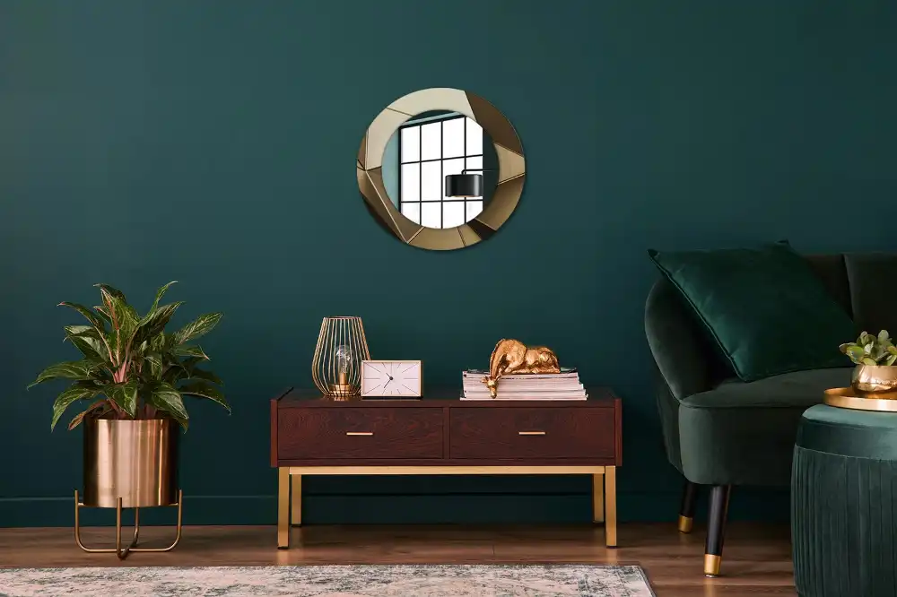 kerek tükör modern absztrakció mintás kerettel