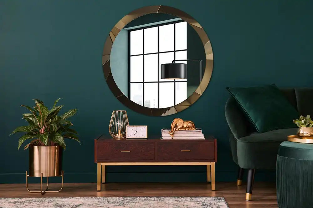 kerek tükör modern absztrakció mintás kerettel