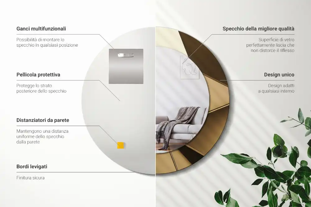 kerek tükör modern absztrakció mintás kerettel