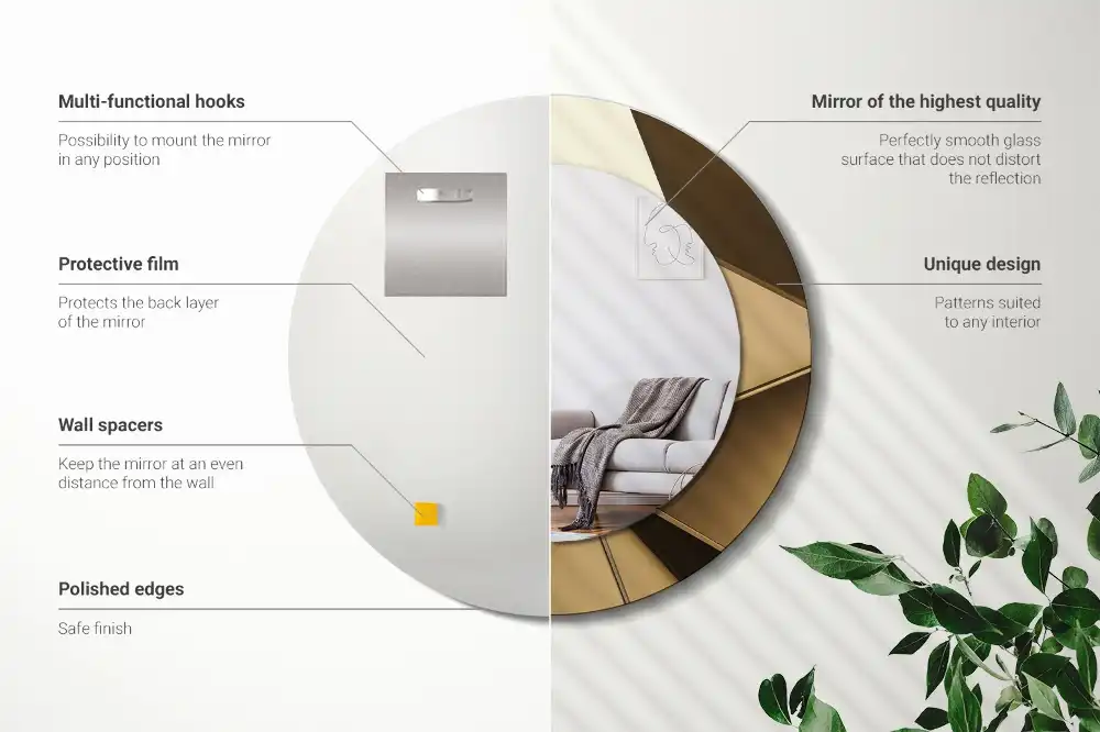 kerek tükör modern absztrakció mintás kerettel
