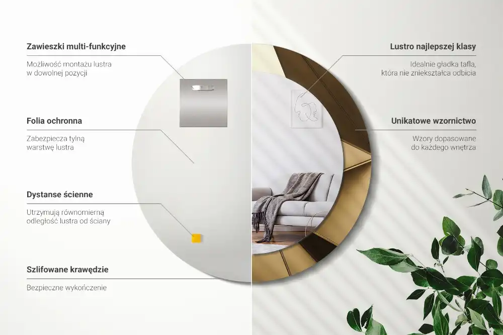 kerek tükör modern absztrakció mintás kerettel