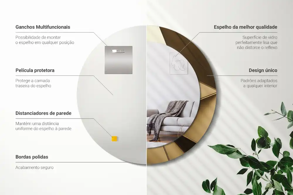 kerek tükör modern absztrakció mintás kerettel