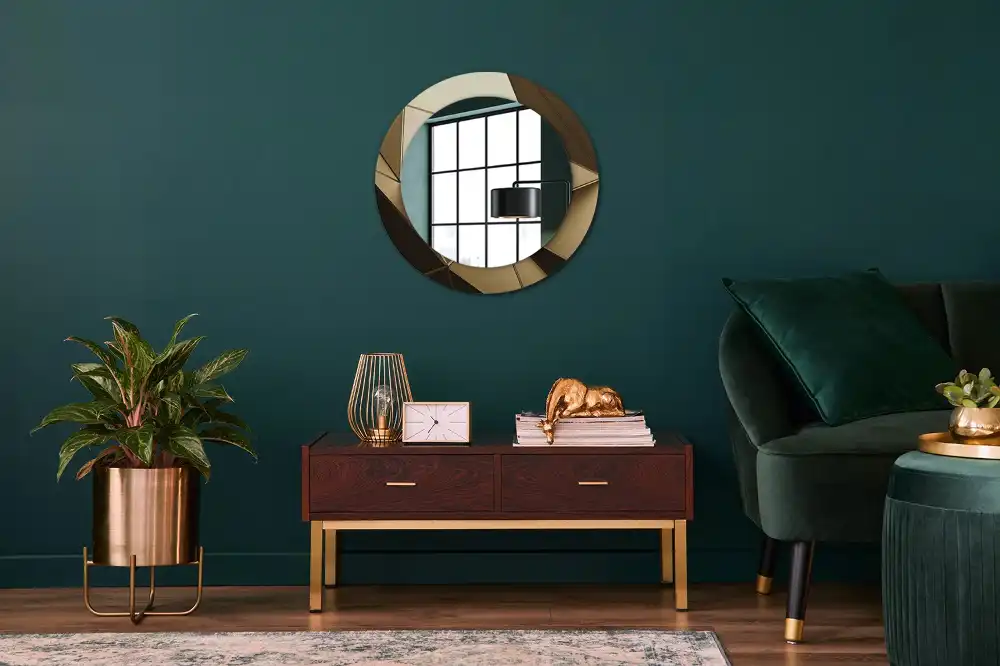 kerek tükör modern absztrakció mintás kerettel