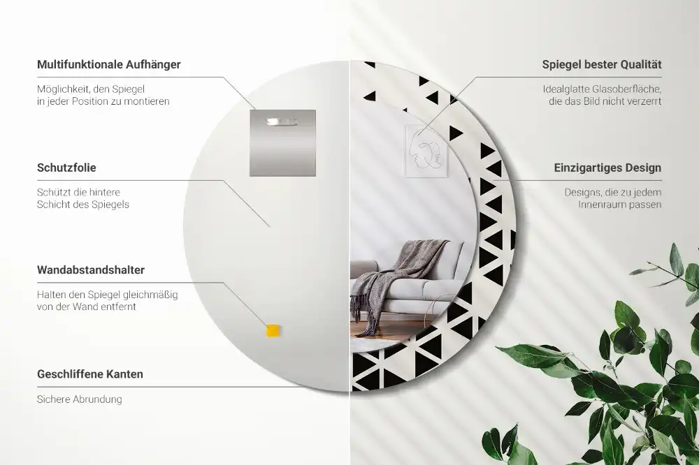 Geometriai absztrakció kerek fali tükör