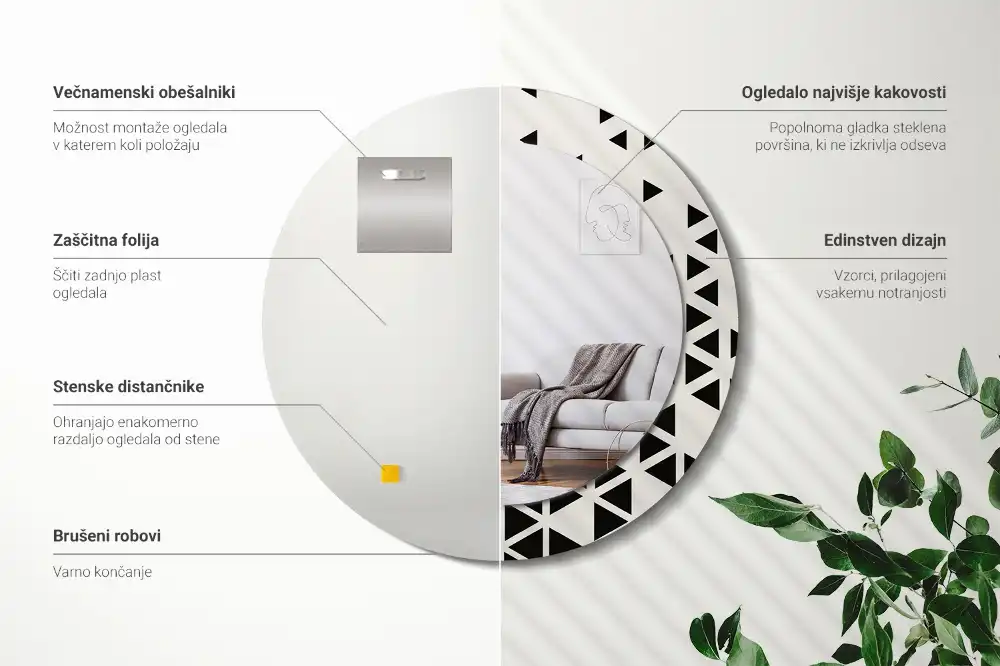 Geometriai absztrakció kerek fali tükör