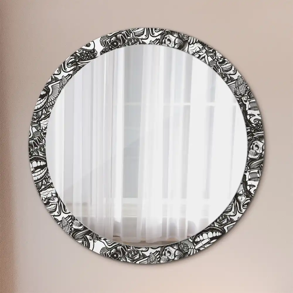 Graffiti bohóc mintás kerek tükör kerettel