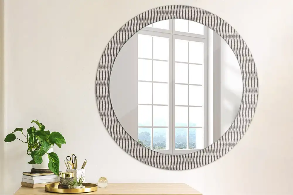 Kerek tükör nyomtatott geometrikus pontmintás kerettel