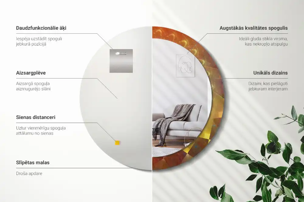 Absztrakt spirál mintás kerek fali tükör