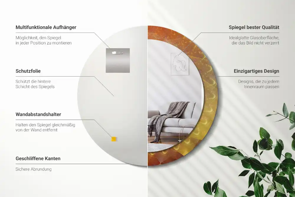 Absztrakt spirál mintás kerek fali tükör