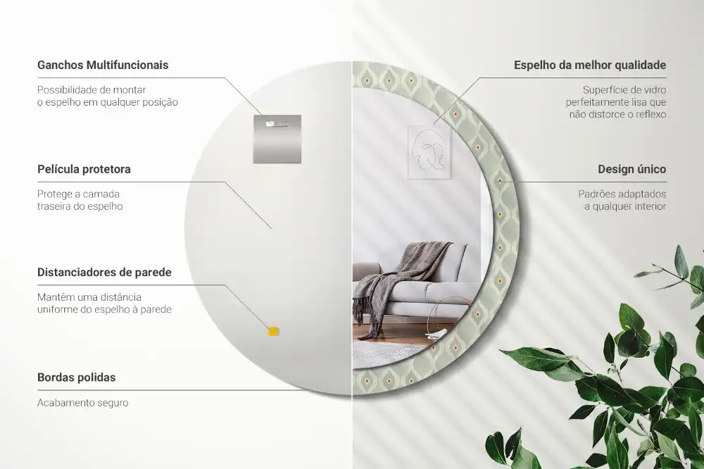 Kerek tükör klasszikus vintage mintás kerettel