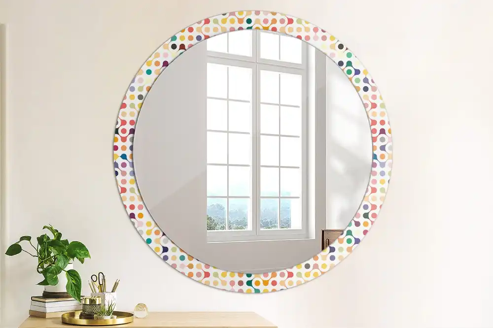 Kerek fali tükör pop-art pöttyös díszítéssel
