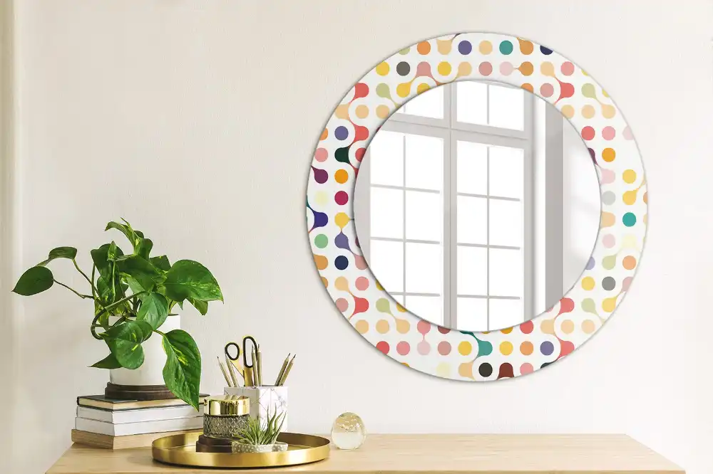 Kerek fali tükör pop-art pöttyös díszítéssel