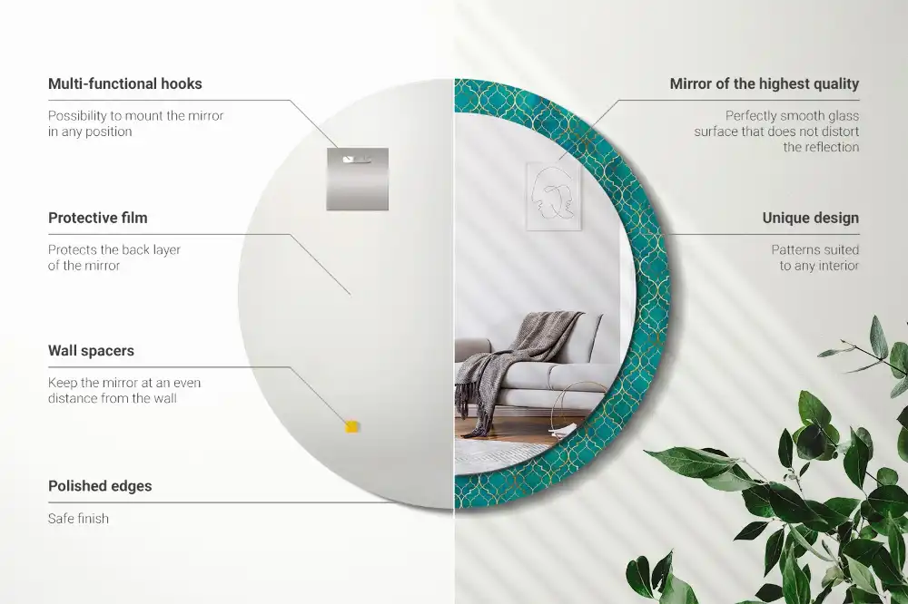 Kerek falidísz tükör többféle színben