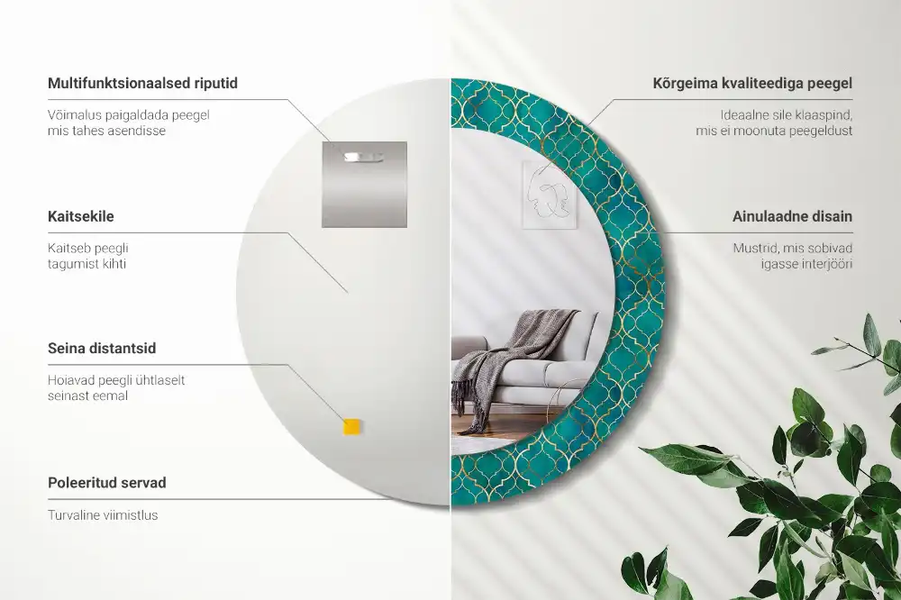 Kerek falidísz tükör többféle színben