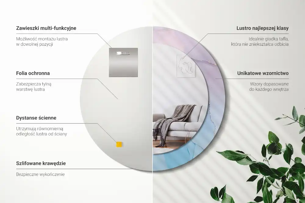 Márvány mintás díszítésű kerek tükör