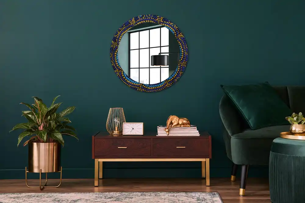 Kerek tükör karneváli mintás kerettel
