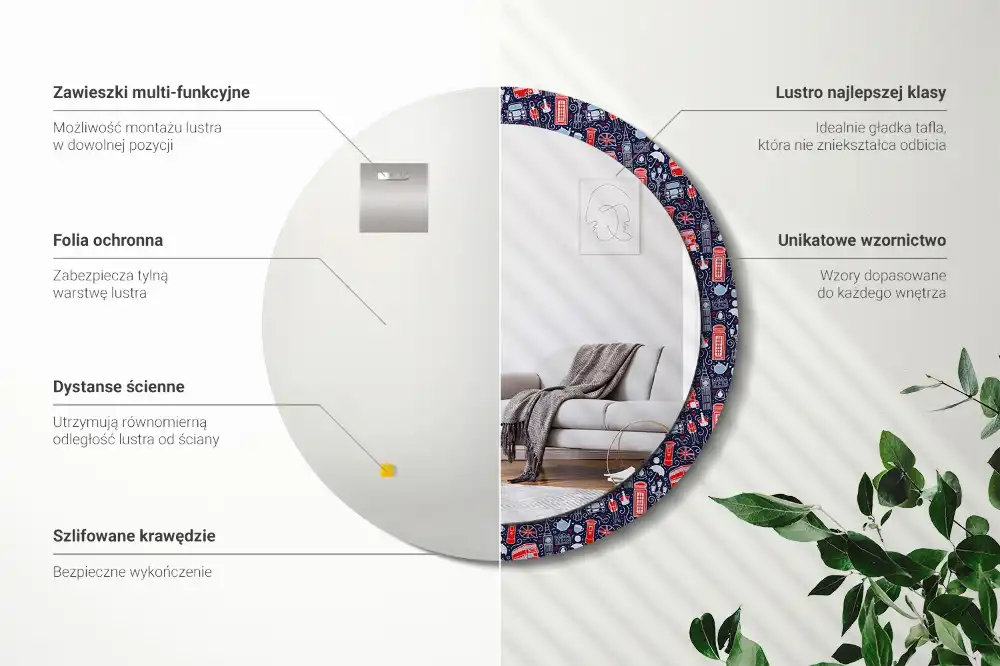 London kerek díszes tükör