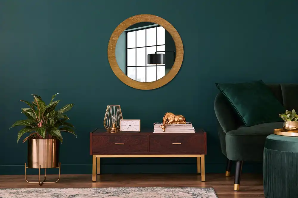 Vintage loft stílusú kerek tükör keretnyomtatással