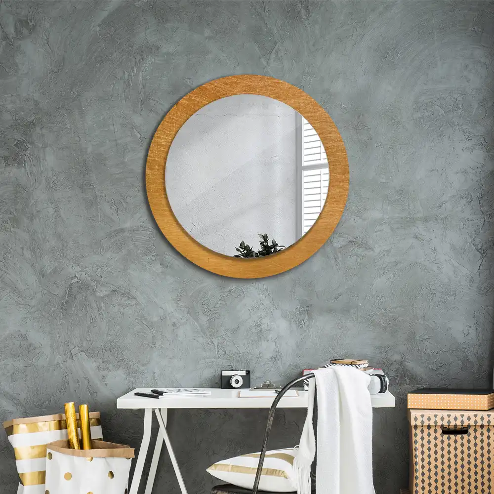 Vintage loft stílusú kerek tükör keretnyomtatással