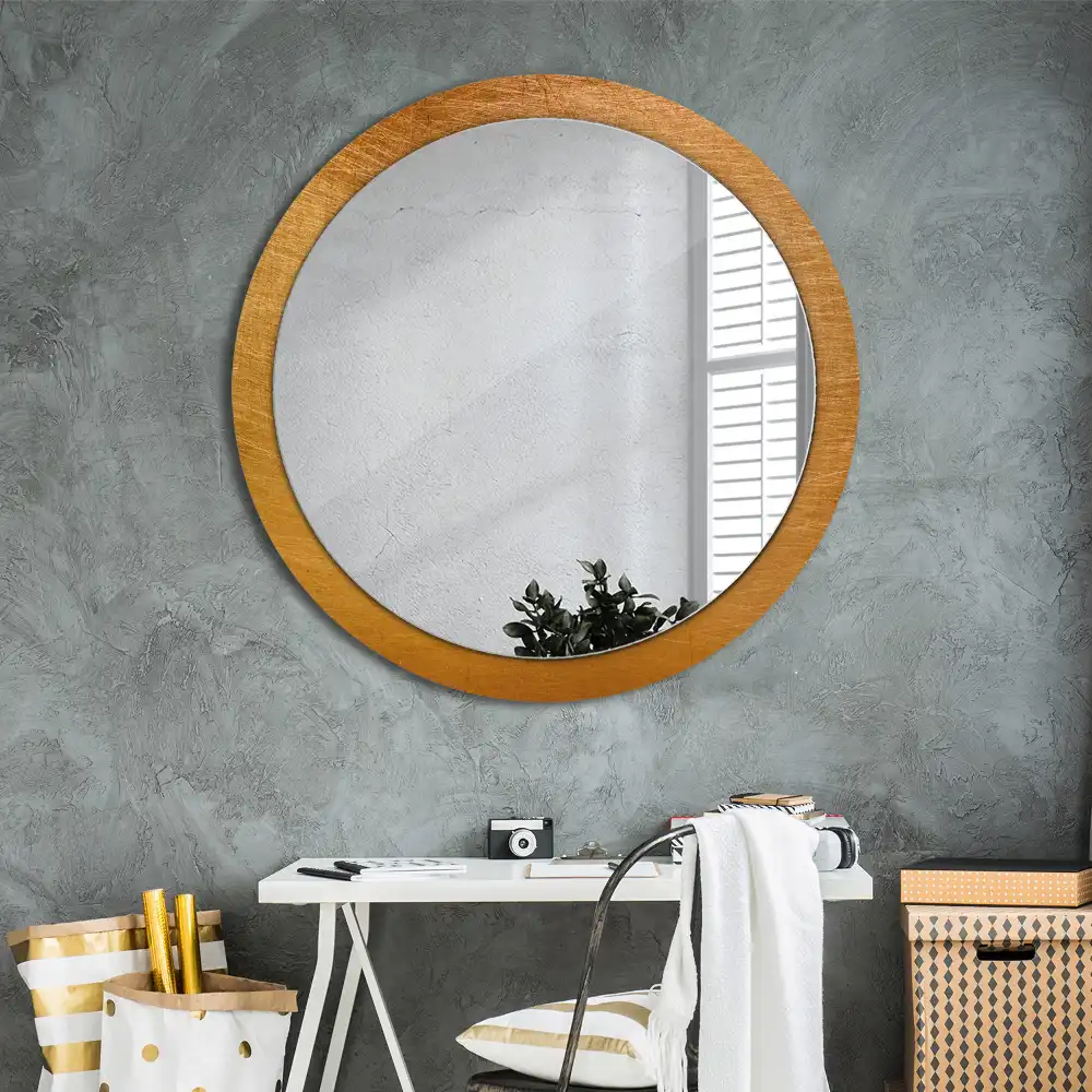 Vintage loft stílusú kerek tükör keretnyomtatással
