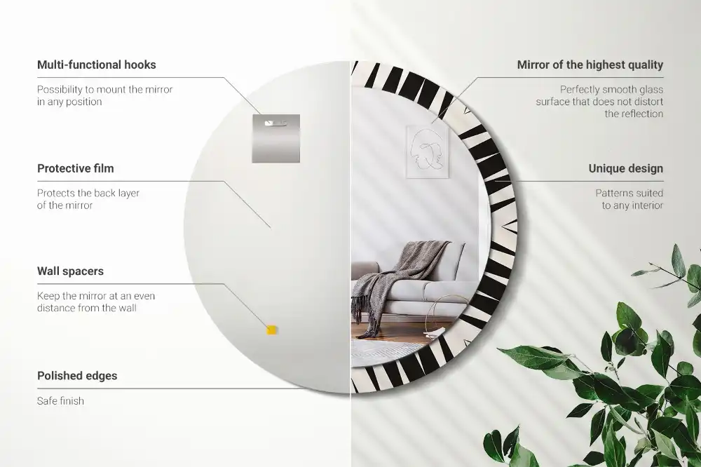 Absztrakt geometriai mintás kerek fali tükör
