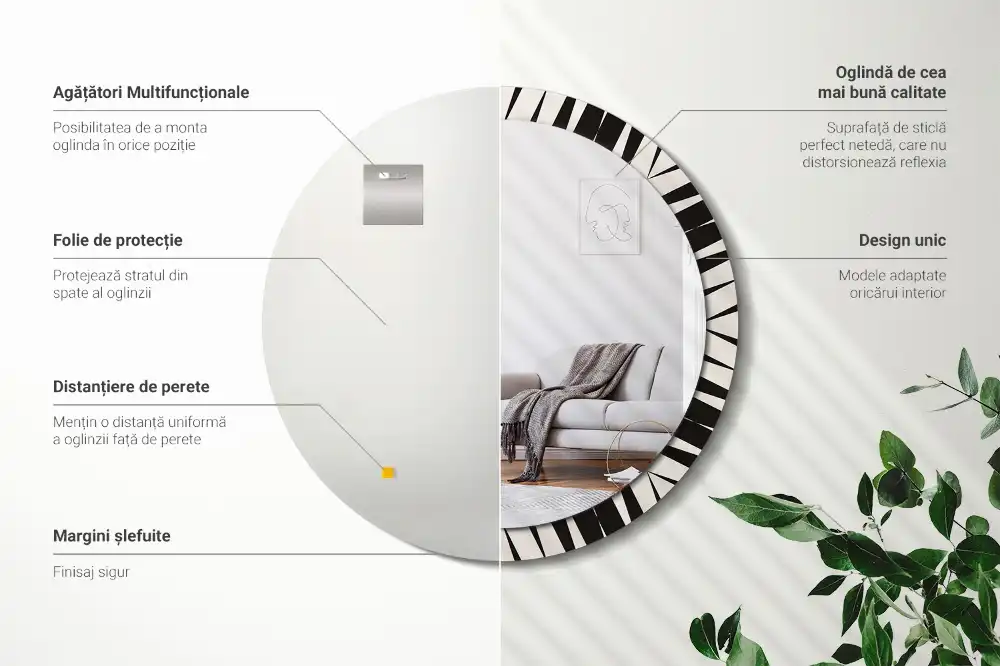 Absztrakt geometriai mintás kerek fali tükör