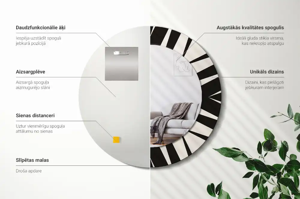 Absztrakt geometriai mintás kerek fali tükör