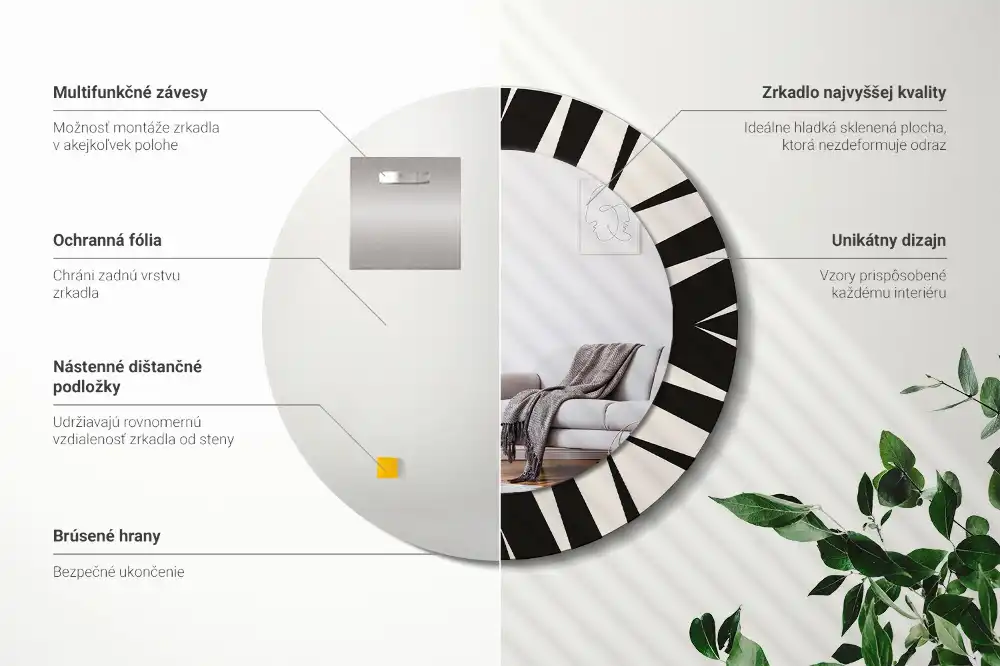 Absztrakt geometriai mintás kerek fali tükör