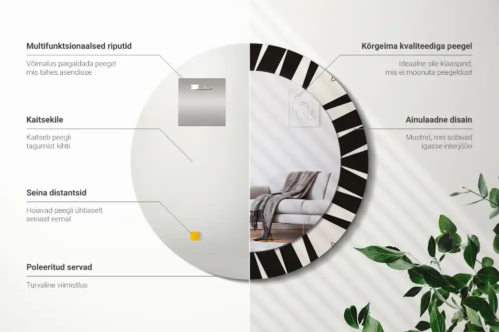Absztrakt geometriai mintás kerek fali tükör