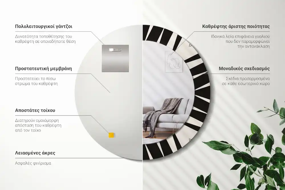 Absztrakt geometriai mintás kerek fali tükör