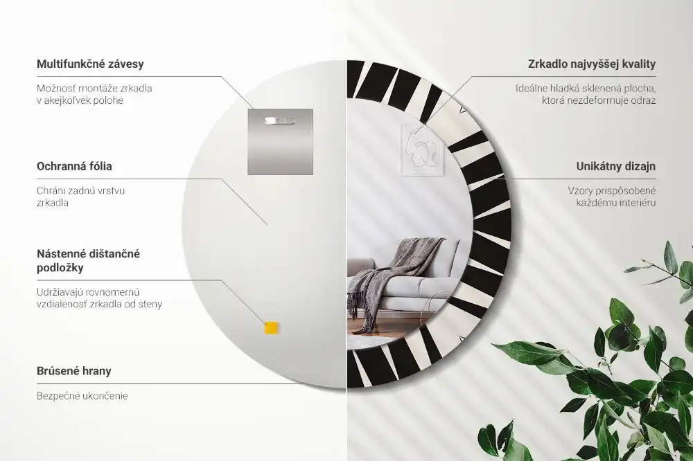 Absztrakt geometriai mintás kerek fali tükör