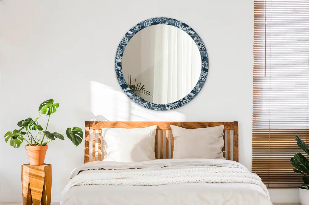 New York kollázs díszítésű kerek tükör