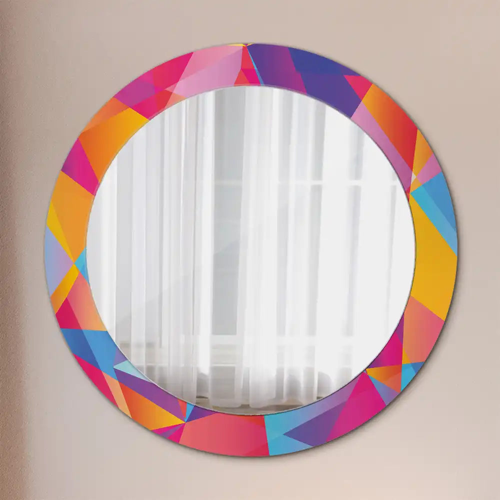 Kerek tükör geometriai kompozíció mintás kerettel